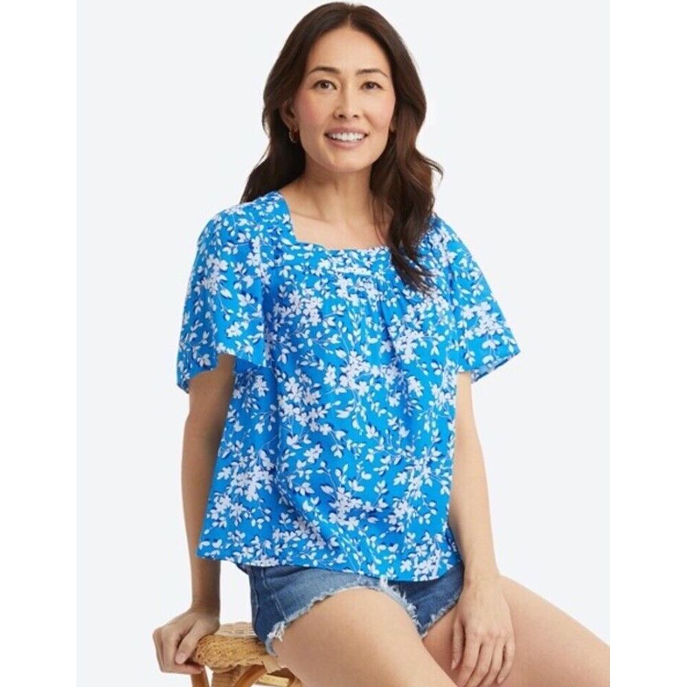Draper James Size Large Maren Top in Bluebell Shadow Floral‎ EUC
